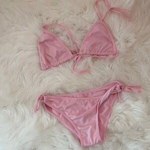 Pink Triangle String Bikini Set